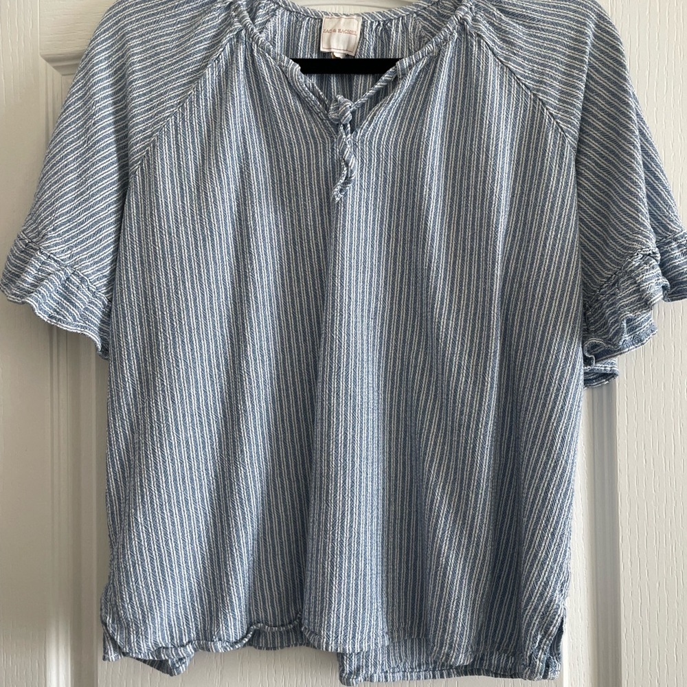 Zac & Rachel Blue and White Striped Tie-Front Top